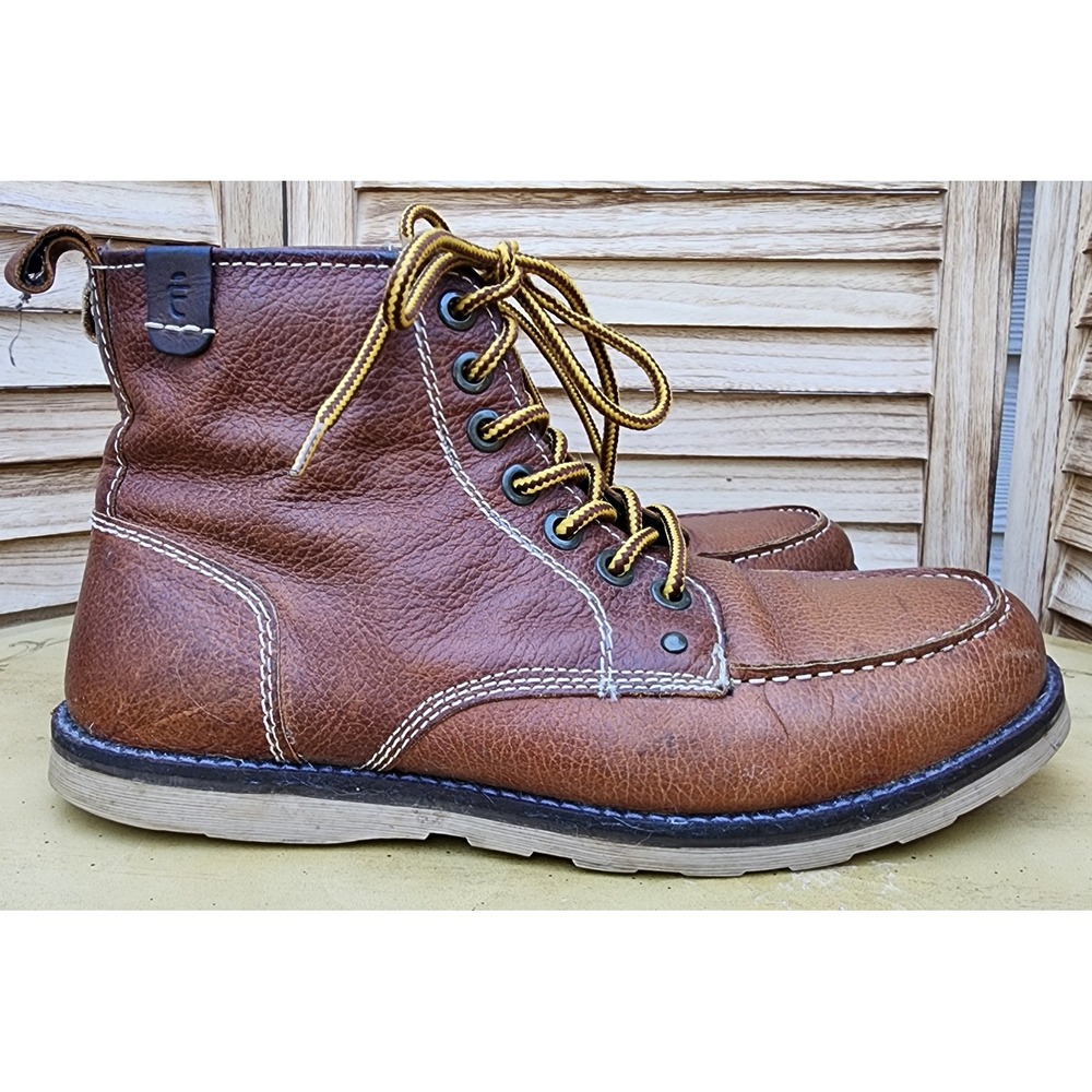Crevo Sz 10 Caramel Leather Buck LTH Moc Toe Boot American Workwear Minimalist